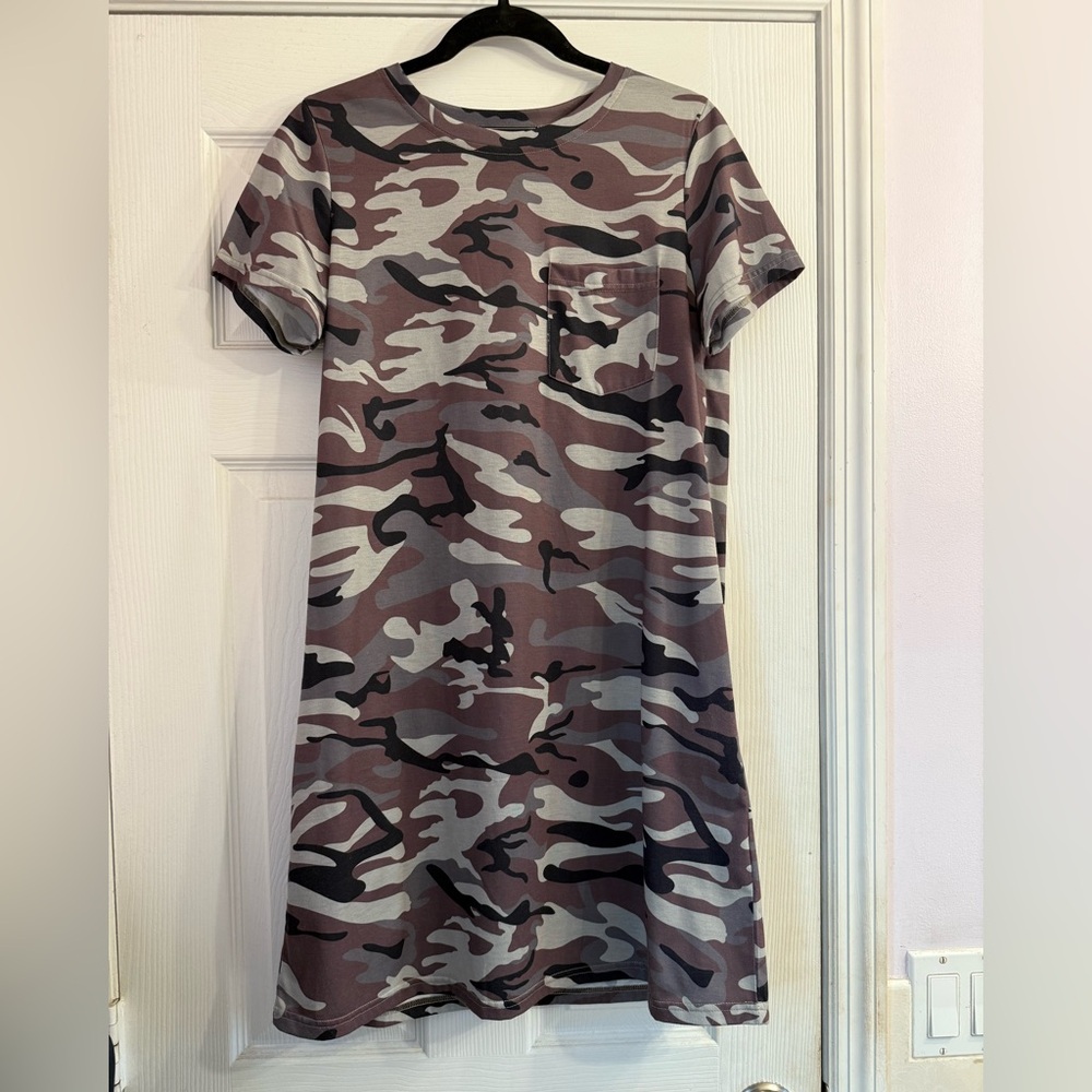 Funsport Camo Camouflage Print T-Shirt Dress Size S